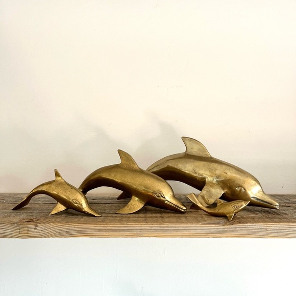 Brass Dolphin sculptures Set of 4 - Picture 1 of 6